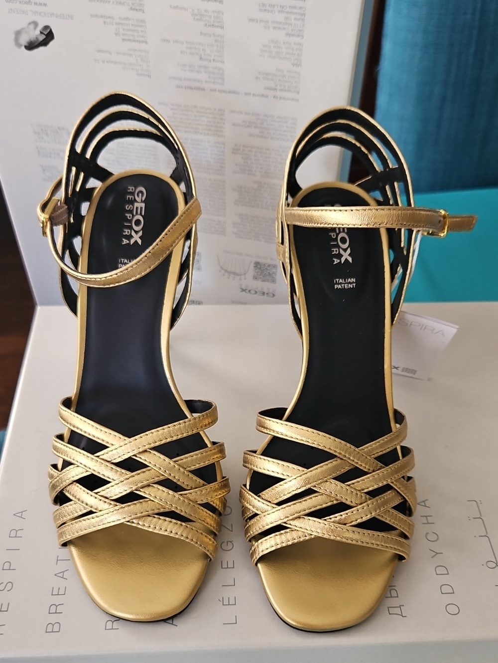 Geox Metallic Gold Strappy High Heel Sandals